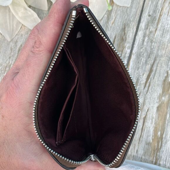 Coach Corner Zip Wristlet In Signature Canvas With Bow Print Bag Wallet Purse - Picture 5 of 11